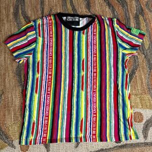 Versace Couture Jeans Striped Multicolor T shirt Men’s Sz M Preowned